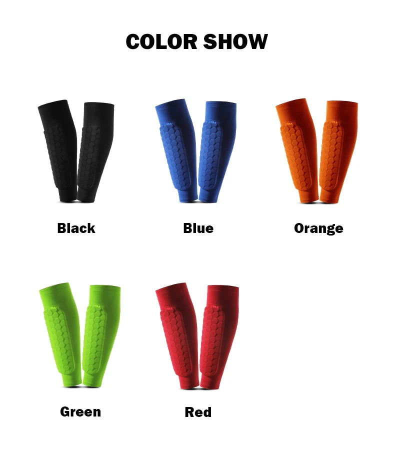 1 PC Shin Guard Leg Sleeve – Honeycomb Shockproof Nylon Soccer Protector Sock for Sports Safety