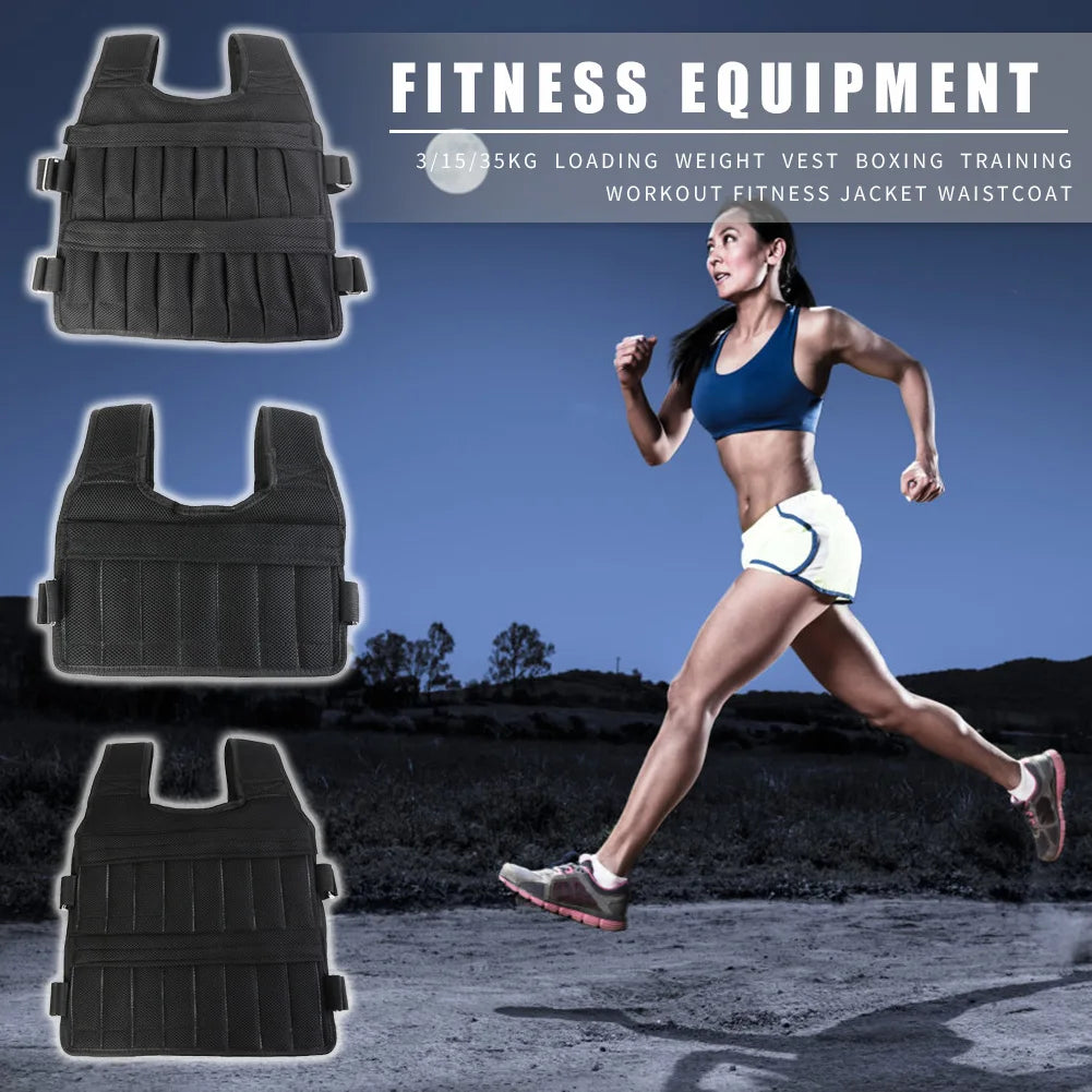 Adjustable Weight Training Vest (3kg–35kg) – Empty Fitness Jacket for Running, Workout & Strength Training