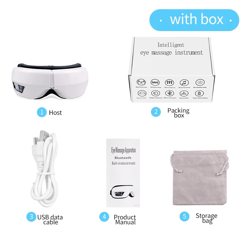 6D Smart Eye Massager – Vibration, Airbag Compression & Bluetooth Music for Fatigue Relief & Eye Relaxation