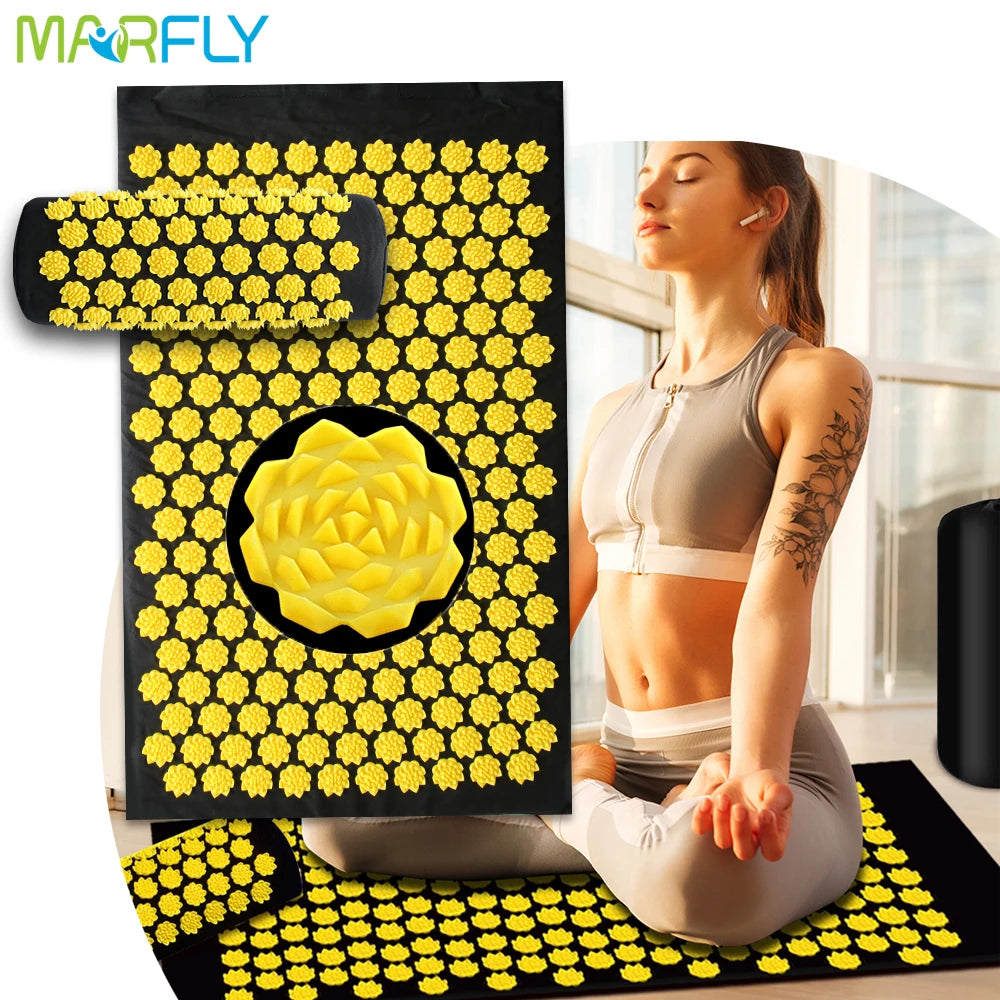 Pranamat Eco Acupressure Mat – Lotus Spike Massage Cushion for Back, Neck, Foot & Yoga Pain Relief