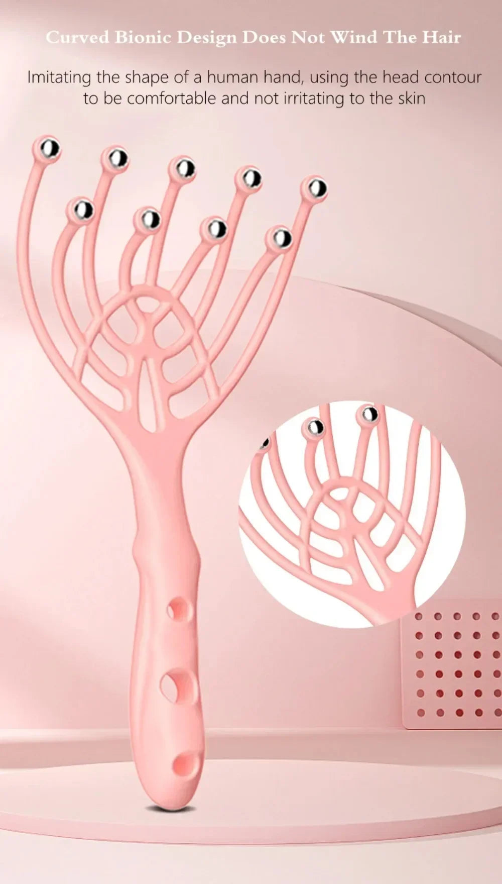 Steel Ball Head Scalp Massager – Handheld 9-Claw Roller Comb for Stress Relief, Relaxation & Hair Care