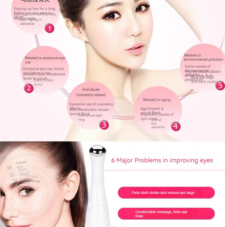 Electric Eye Massager for Fine Lines & Puffiness – Home Beauty Instrument for Eye Care, Anti-Aging, Skin Firming