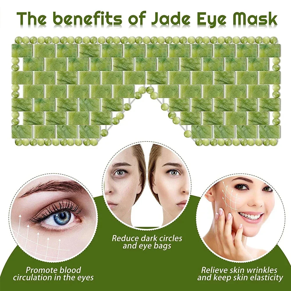Cooling Jade Eye Mask – Natural Stone Eye Massager for Relaxation, Sleep & Puffy Eye Relief