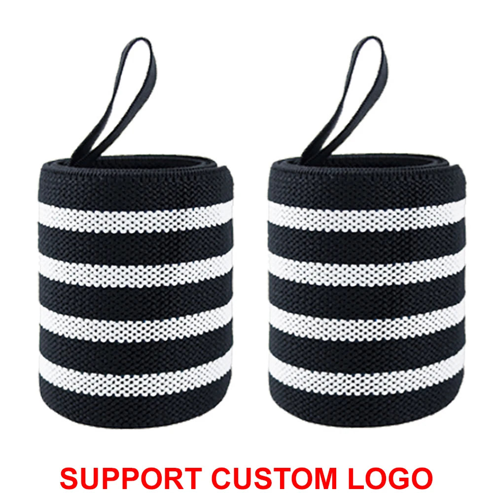 Wrist Support Wraps – 1 Pair Extra Strength Weight Lifting Brace Straps for Gym & Fitness Training with Custom Logo Option