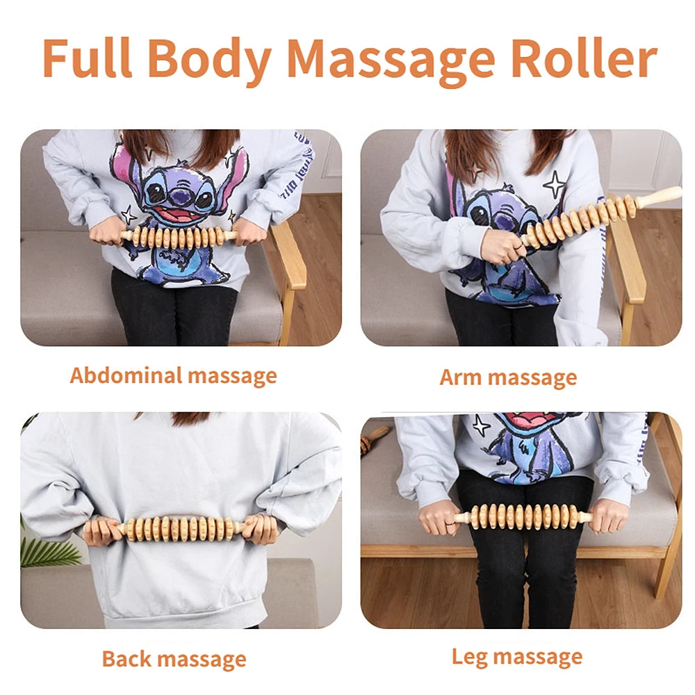 Curved Wooden Massage Roller – Anti-Cellulite Body Shaping & Lymphatic Drainage Tool