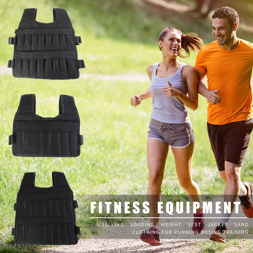 Adjustable Weight Training Vest (3kg–35kg) – Empty Fitness Jacket for Running, Workout & Strength Training