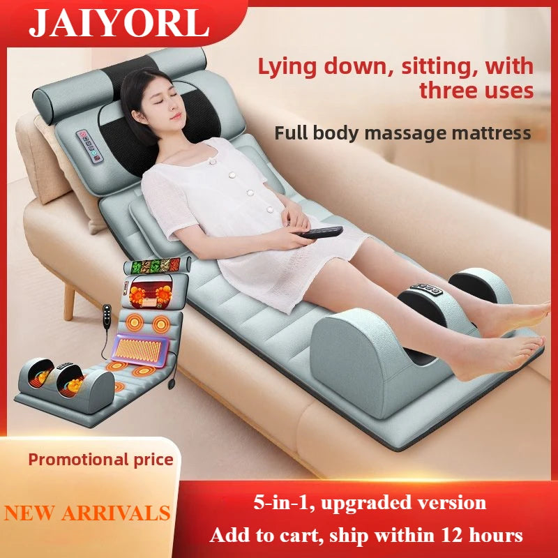 Electric Full Body Massage Mattress with Heat, Airbags, Kneading & Vibration for Full Relaxation