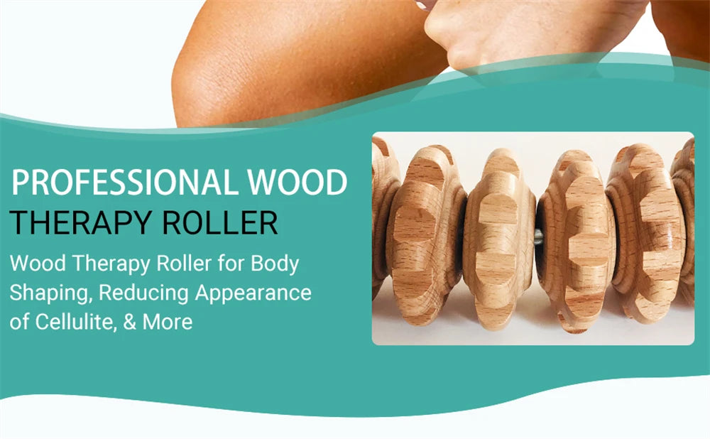 Curved Wooden Massage Roller – Anti-Cellulite Body Shaping & Lymphatic Drainage Tool