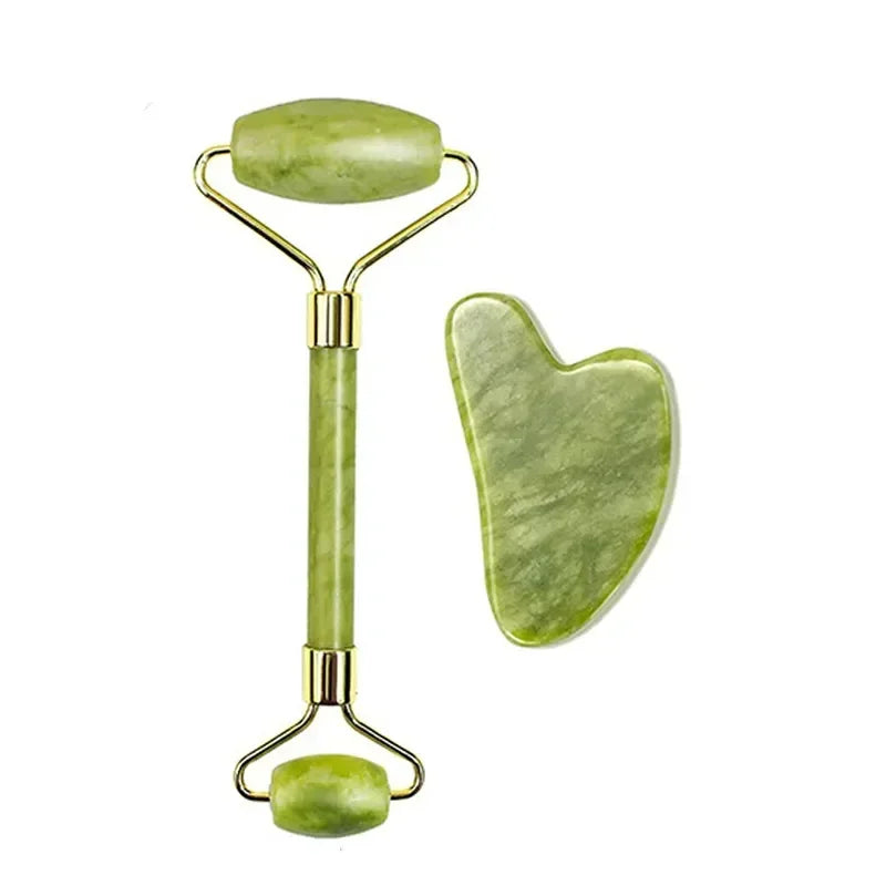 Natural Jade Roller & Gua Sha Set – Face, Neck & Eye Massager Tool for Spa, Lifting & Skin Care Therapy