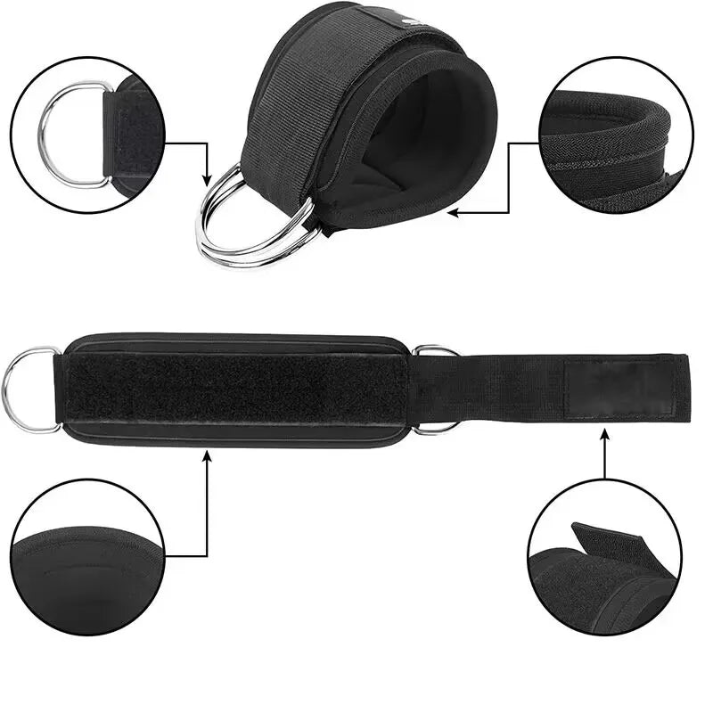Adjustable Fitness Ankle Straps with D-Ring – Gym Leg Workout Cuffs for Cable Machines, Abductor & Glute Training