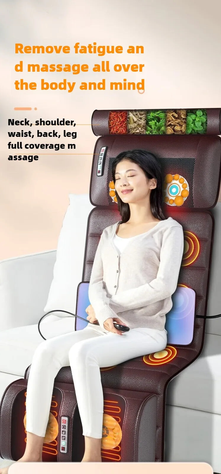Electric Full Body Massage Mattress – Heating Pad with Kneading, Vibration & Airbag Therapy, Handheld Remote Control