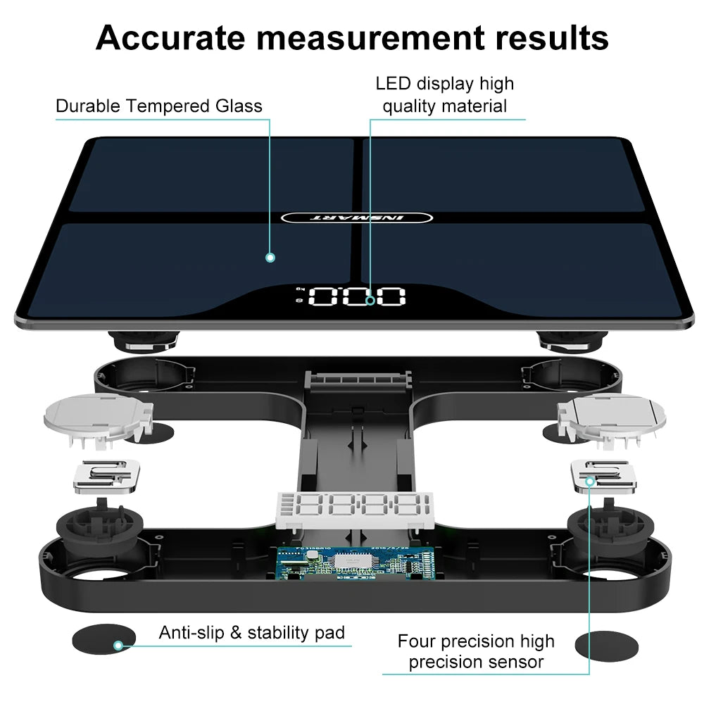 INSMART Smart Digital Body Fat Scale – 180kg Bioimpedance Weight Scale for Adults, Body Composition Analyzer