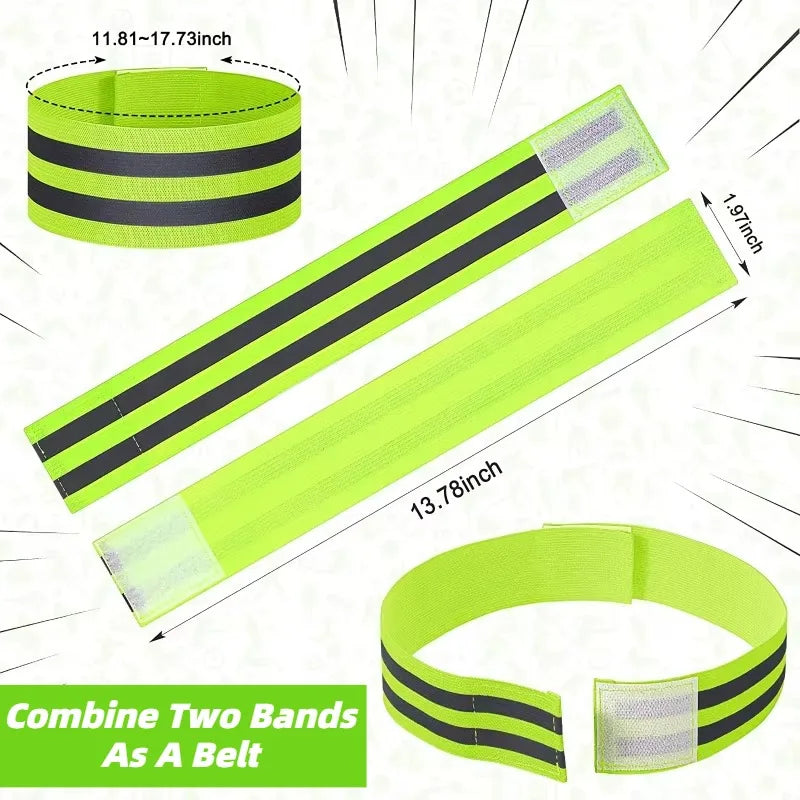 Reflective Safety Bands for Wrist, Arm, Ankle, Leg – High Visibility Straps for Night Running, Walking & Cycling
