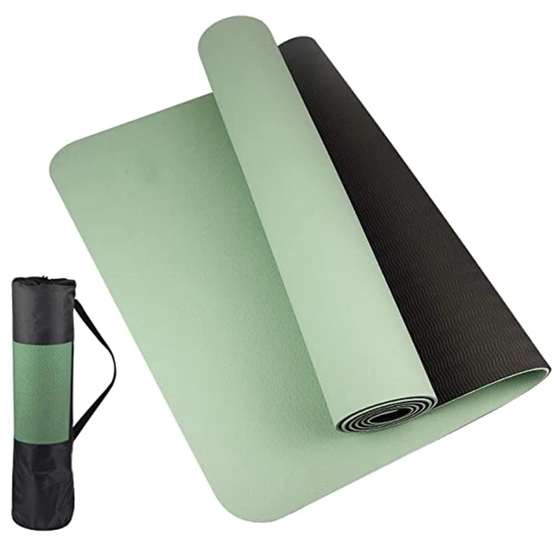 Thick TPE Yoga Mat – Non-Slip Two-Color Fitness Mat 180×57cm for Home Workouts, Pilates, Stretching & Meditation