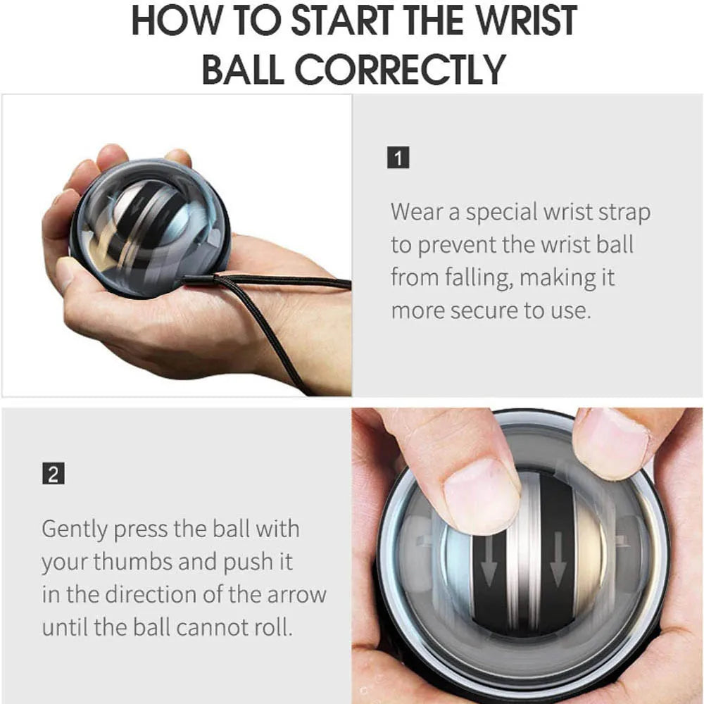Wrist Power Ball Auto-Start Gyroscopic Grip Strengthener for Hand, Arm, and Forearm Exercise – Home Fitness Tool
